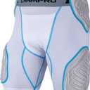 CHAMPRO boys 5-Pad Youth Football Bull Rush 5 Pad Girdle, White, Small US