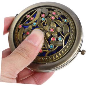 Vintage Mirror Compact Travel Makeup Mirror Cosmetic Pocket Mirror Mini Round Double-sided Folding Cosmetic Makeup Purse Mirror for Travel Mini Round Double-Sided Folding Compact Mirror