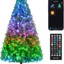 7.5FT Pre-lit Christmas Tree, RGB Color Changing Smart Artificial Christmas Tree with Lights, 1477 PVC Branch Tips, App&Remote Control, Light up Christmas Tree for Indoor Outdoor Decoration