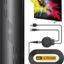 2025 Upgraded TV Antenna for Smart TV, 1800+ Miles Range Strongest for Local Channels with Amplifier Signal Booster, Waterproof Design, 33FT Coax Cable-Support 4K 1080p TV Antenna Indoor Ourdoor (Black)