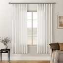 72 Inch Pinch Pleated Linen Curtains 2 Panels for Living Room Bedroom Memory Training Shaped Cream Birch Semi Sheer Short Pleat Drapes with Hooks Rings Back Tab Window Curtain Cabin Closet 40x72 (Natural)