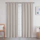 WelvetBLK Moon Beige Curtains 84 Inch Length 2 Panels Set, Faux Linen Textured Light Filtering Curtains for Bedroom Living Room Soft Airy Solid Rod Pocket Drapes, Moon Beige, 2 Pcs Each 40Wx84L Inch