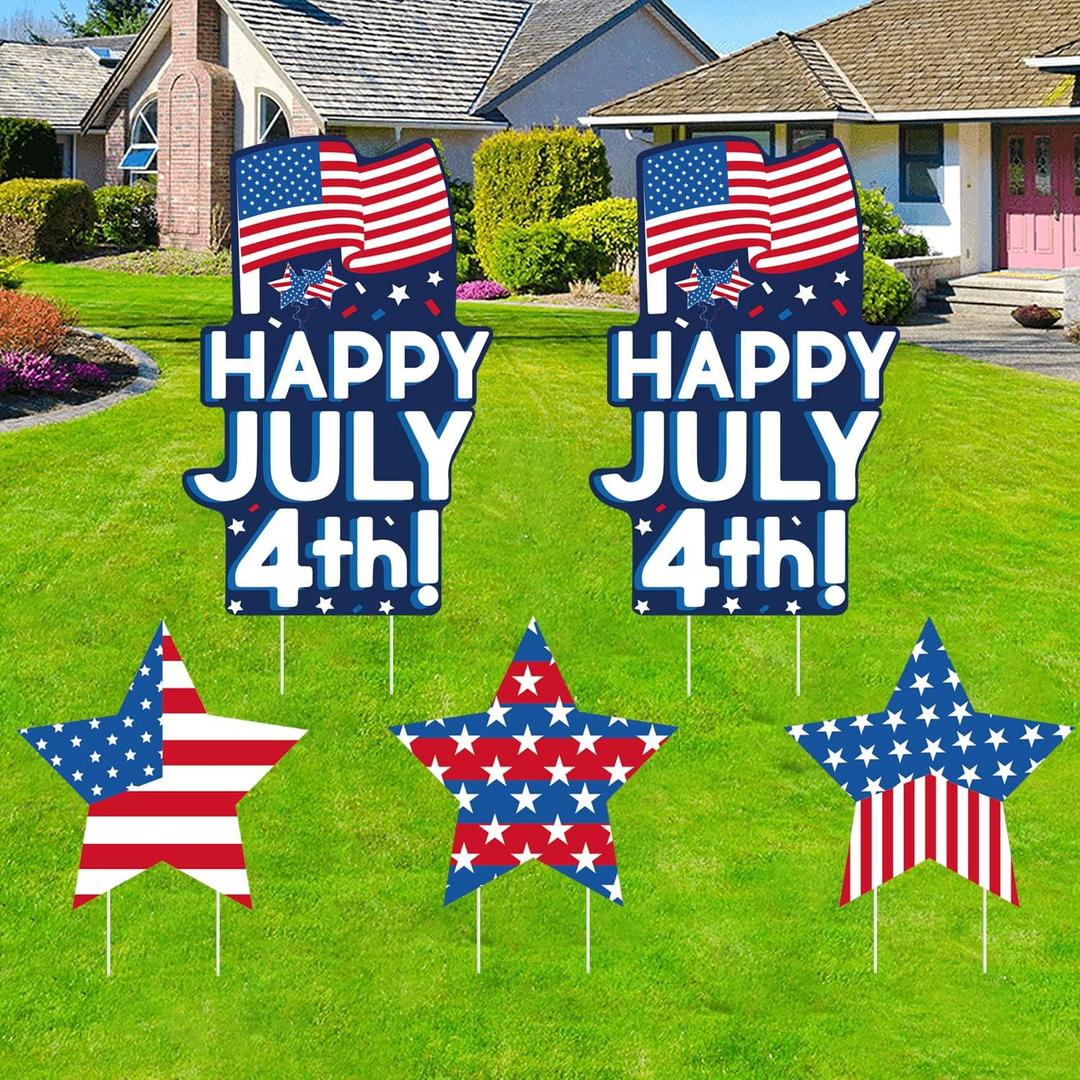 4th of July Yard Signs Memorial Day Decorations Outdoor, Fourth of July Decorations Patriotic Decor Independence Day Decorative Garden Party Decor for Home Lawn Patio