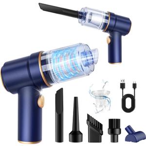 KMM Handheld Car Vacuum Cleaner, 9000Pa Vacuum Cleaner and Air Duster, 120W High Power Hand Held Vacuum with LED Light and Multi-Nozzles for Car, Home, Office, Pet (Blue)