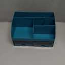 Desk Organizer with 6 Compartments and 2 Drawers, Plastic Makeup Organizer, Pen Holder for Desktop Storage, Desk Organization for School, Home, Office Supplies (Dark Green)