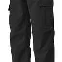 Mens Cargo Joggers Elastic Waist Stretch Sweatpants with 5 Pockets (Black, L)