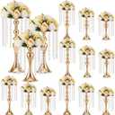 12 Pcs Gold Wedding Centerpieces for Tables Crystal Flower Stand
