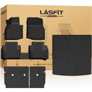 LASFIT Floor Mats & Trunk Mat for Mazda CX50 2025 2026 (Only Fit Hybrid) All Weather TPE Custom Fit CX 50 Floor Liners Car Mats Accessories, 1st & 2nd Row & Seatback & Cargo Mats for CX-50, Black