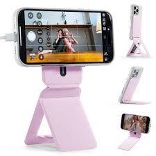 MOFT Phone Tripod Stand Selfie Stick for iPhone, Multi-Angles iPhone Stand, Lightweight & Portable Phone Holder, Strong Magnets, MOVAS Vegan Leather, Travel Essentials, Jet Pink (Without Card Slot)