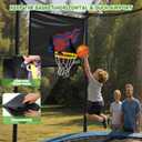 Trampoline Basketball Hoop, Adjustable Basketball Hoop for Trampoline with 3 Mini Balls and Pump, Universal Trampoline Accessories of All Ages, Trampolines Basketball Fit 8 10 12 14 15 16FT