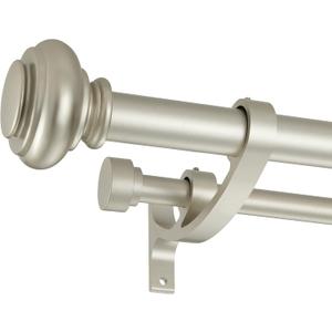 Double Curtain Rods 36 to 72 Inches with Solid Aluminum Alloy Brackets, 1 Inch Adjustable Drapery Rod, Heavy Duty Dual Curtains Rod for Window, Sliding Door, Bedroom Decoration, Matte Sliver