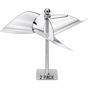 2 Pack Reflective Pinwheel Bird Deterrents, Wind-Powered Pigeon Deterrent, Effective Deterrent for Pigeons/Seagulls/Woodpeckers/Sparrows, Perfect for Gardens, Railings, Roofs, Etc