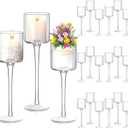 Sieral 18 Pcs Glass Candle Holder Tall Tea Lights Candle Holder for Table Centerpiece Floating Hurricane Long Stem Pillar for Wedding Party Home Table Decoration, 3 Sizes