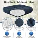 downluxe Chair Cushions for Dining Chairs 2 Pack, Tufted Indoor Chair Pads with Non-Slip Bottom, U-Shaped Kitchen Chair Cushions, 17"x17"x4", Navy