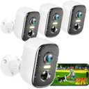 Outdoor Security Camera Wireless, 2K Battery Powered WiFi Cameras for Home Security with AI Motion Detection, Color Night Vision, Siren Alarm, 2-Way Talk, IP66 Waterproof, Cloud/SD Storage (4 Pack)
