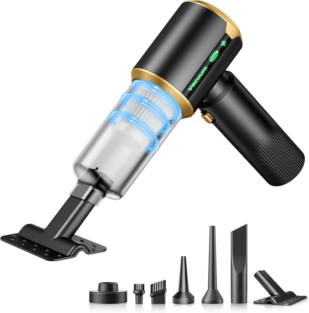 JIXINMIYUE Car Handheld Vacuum Cordless: Car Vacuum Cleaner with 16000Pa Ultra-Strong Suction, Brushless Motor & HEPA Filter - Lightweight Design for Drivers and Office Workers - Jet Black