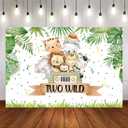 Avezano Safari Two Wild Birthday Backdrops Boys Jungle Animals Theme 2nd Birthday Party Banner Decorations Zoo Tropical Leaves 2 Years Old Photography Background (5x3ft)