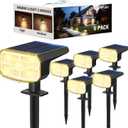 Solar Lights Outdoor Waterproof IP65, Super Bright LED, 3000K 2 Lighting Modes, Solar Powered Yard Garden Solar Spot Lights for Outside Landscape Auto On/Off -6 Pack