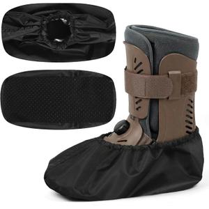 2 Pcs Air Cam Walking Boot Covers, Cam Boot Cover for Medical Fracture, Waterproof Shoe Covers for Broken Foot Ankle Recovery Protection Machine Rain(Black, Medium)