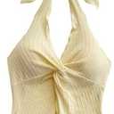 MakeMeChic Women's Halter Top Twist Deep V Neck Open Back Sexy Cute Summer Tank Top Size M