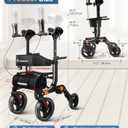 Lightweight Upright Rollator Walker All-Terrain Foldable with seat and Adjustable Height backrest, 300 lbs Capacity, 10" Front & 8" Rear Wheels for Seniors, Adults, bariatric, Includes Cane Holders