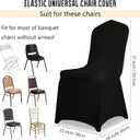 100 Pack Black Stretch Polyester Spandex Chair Covers Universal Washable Removable Chair Slipcovers Protector for Wedding Banquet Events Party Dining Decoration