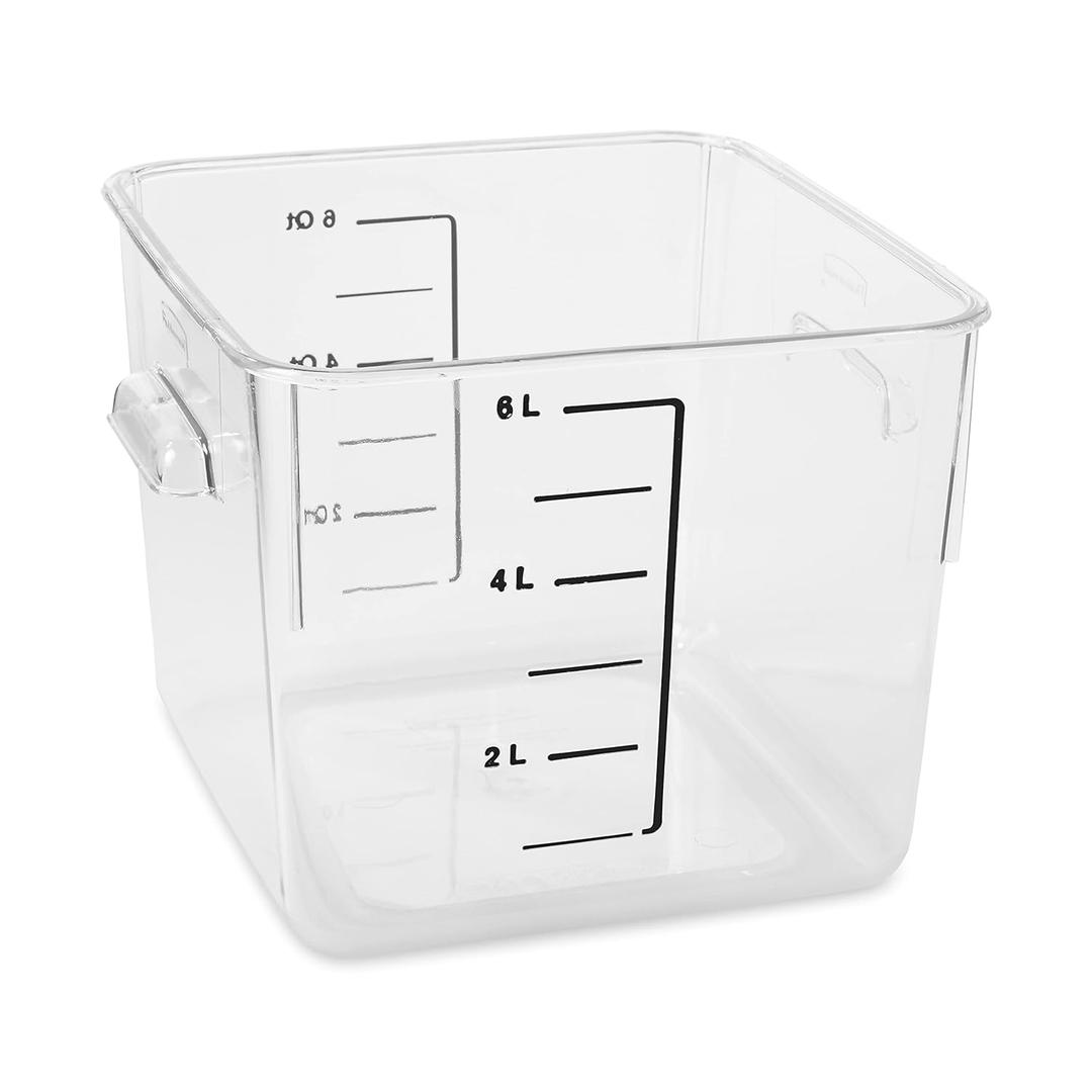 Rubbermaid Commercial Products, Space Saving Square Food Storage Container, 6 Quart, Clear, for Kitchen/Sous Vide/Meal Prep