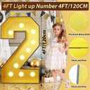 4FT Marquee 2 Numbers, Light Up Numbers 2 Mosaic Numbers Glitter Gold Black Light Up Letter Pre-cut Foam Board Sign Marquee for Birthday Party Decorations, Wedding, DIY Anniversaries