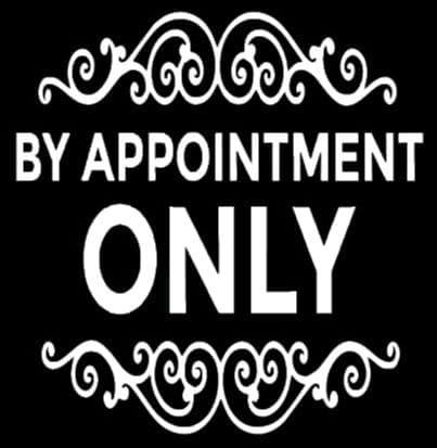 by Appointment Only Sign Decal Sticker - Approx (6 X 6 Inches - Only White Color with no Background) - Vinyl Decal - Business Sign, Door, Window, Office