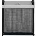 STO STO Laundry Hamper 2 Section, 100L Rolling Laundry Sorter Cart with Removable and Washable Liner Bag, Clothes Hamper with Wheels and Metal Handle for Laundry Room and Bedroom, Gray (23.1"L x 13.8"W x 29.1"H)