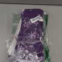 FuWeave 6 Pcs Christmas Chair Covers Purple White Snowflake Chair Back Covers Xmas Chair Protector Slipcovers Washable Winter Dining Room Seat Covers for Home Hotel Kitchen Decorations