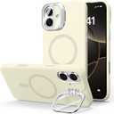 STERKER Designed for iPhone 16 Plus Case with Camera Invisible Stand [Lens Protector] [Compatible with MagSafe] Military Drop Protection Silicone Back Cover 6.7'', White