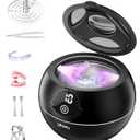 Ultrasonic Retainer Cleaner, 45kHz Retainer Cleaner Machine with Digital Timer & 4 Modes, 200ML Portable Dental Cleaning Pod for Aligners, Dentures, Night Guards, Braces, Jewelry, Black