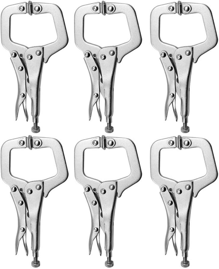 6 Pack 6 Inch C-Clamp Locking with Swivel Pads Heavy Duty Pliers for Craftsmen Home Workshop