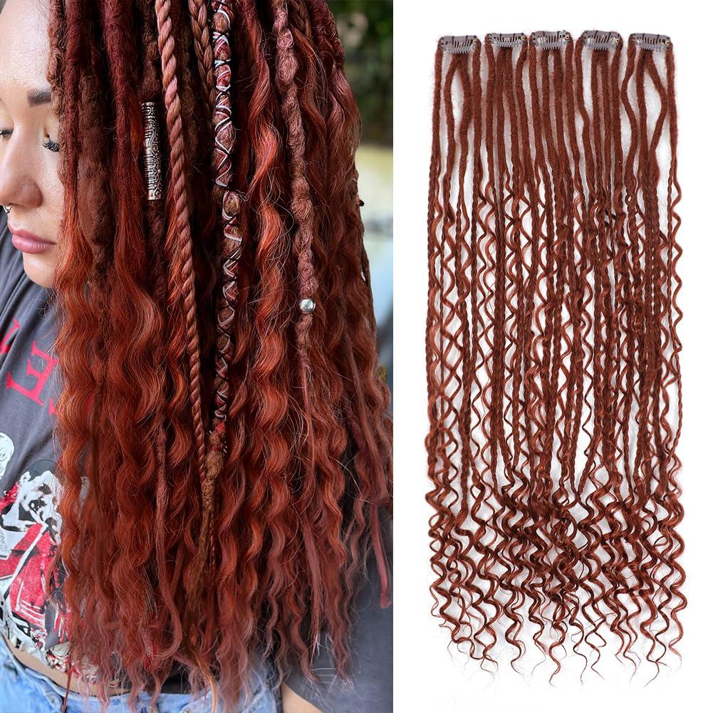 Boho Dreads Clip in Dreadlock Extension 5PCS 20 Strands Clip in Boho Dreadlock 24inches Thin Soft Dread Extenisons for Women (#350,Boho)
