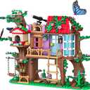Forest Tree House Building Blocks Compatible with Lego Friends, 462 PCS 3-Level Playhouse with Swinging Bridge, Telescope, & Birdhouse, Birthday Gift for Kids Girls Boys Age 6-12 Years chaobao7701