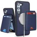 Samsung Galaxy S23 case with Credit Card Holder mag Safe, Galaxy S23 Phone Leather Case Wallet for Women Compatible mag Safe Wallet Detachable 2-in-1 for Men-Beige