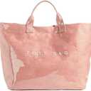 Women's Large PVC Tote Bag Clear Plastic Handbags Top Handle Handbag, Clear Bag for Women Large Carry All Tote Bag (Pink)