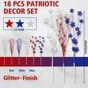 Sureio 18 Pcs 17 Inch Patriotic Red White Blue Picks and Sprays Glitter Floral Picks for 4th of July Decoration 250th Independence Day Memorial Day Home Office Vase Filler Table Centerpieces Decor
