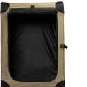 Amazon Basics Portable Folding Soft Dog Crate, 2-Door, Collapsible Travel Kennel, Top & Front Loading, Small 26" x 18" x 18", Tan