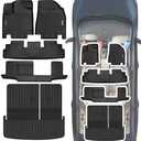 SHINJEW Floor Mat & Trunk mat Compatible with 2022-2024 2025 Nissan Pathfinder 8 Passenger/Infiniti QX60 7 Passenger,All Weather TPE Car Floor Liners Fit for Nissan Pathfinder Accessories,3 Rows