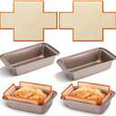 4 Pcs Loaf Pan with Liners Set 9 x 5 Inch Non-stick Bread Pan and Silicone Loaf Liners for Homemade Baking Carbon Steel Rectangular Baking Tray for Kitchen Sourdough Sandwich Home(Gold)