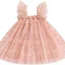 Toddler Baby Girl Summer Tulle Dress Sleeveless Strap Floral A Line Princess Dress Cute Birthday Party Tutu Sundress 6-12 M