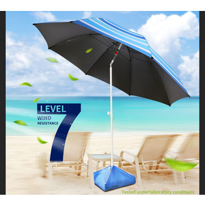 8FT Large Beach Umbrella, Portable Outdoor Umbrella with UPF50+ UV Protection, Sandbag, Air Vents, Sand Anchor, Push Button Tilt Pole, Windproof Sunshade Shelter for Beach, Sand, Patio, Yard