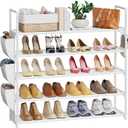 VILICK Shoe Rack for Closet Shoe Organizer Space Saver Storage for 20-25 Pair Shoe Shelf with Hook and Side Pocket Free Standing 5 Tier Shoe Rack Organizer for Entryway,Small Spaces, White