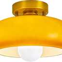 Yunnix Mid Century Modern Semi Flush Mount Ceiling Light Fixture, Glass, Brown, 11.02 inch, Perfect for Bedroom, Kitchen, Living Room