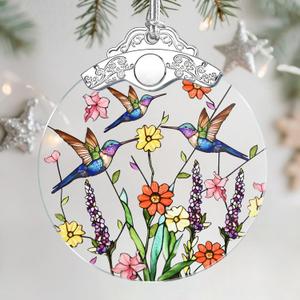 Christmas Ornaments: Stained Glass Ornament, Christmas Tree Ornament, Hanging Ornaments for Home Decor & Xmas Tree Decorations Exquisite Holiday Decor, Gifts & Holiday Present - Hummingbirds