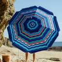 AMMSUN 7ft Heavy Duty High Wind Beach Umbrella Parasols with Sand Anchor Vent Tilt UV 50+ Sun Protection Portable Outdoor Sunshade Umbrellas Carry Bag for Patio Garden Pool Backyard Blue