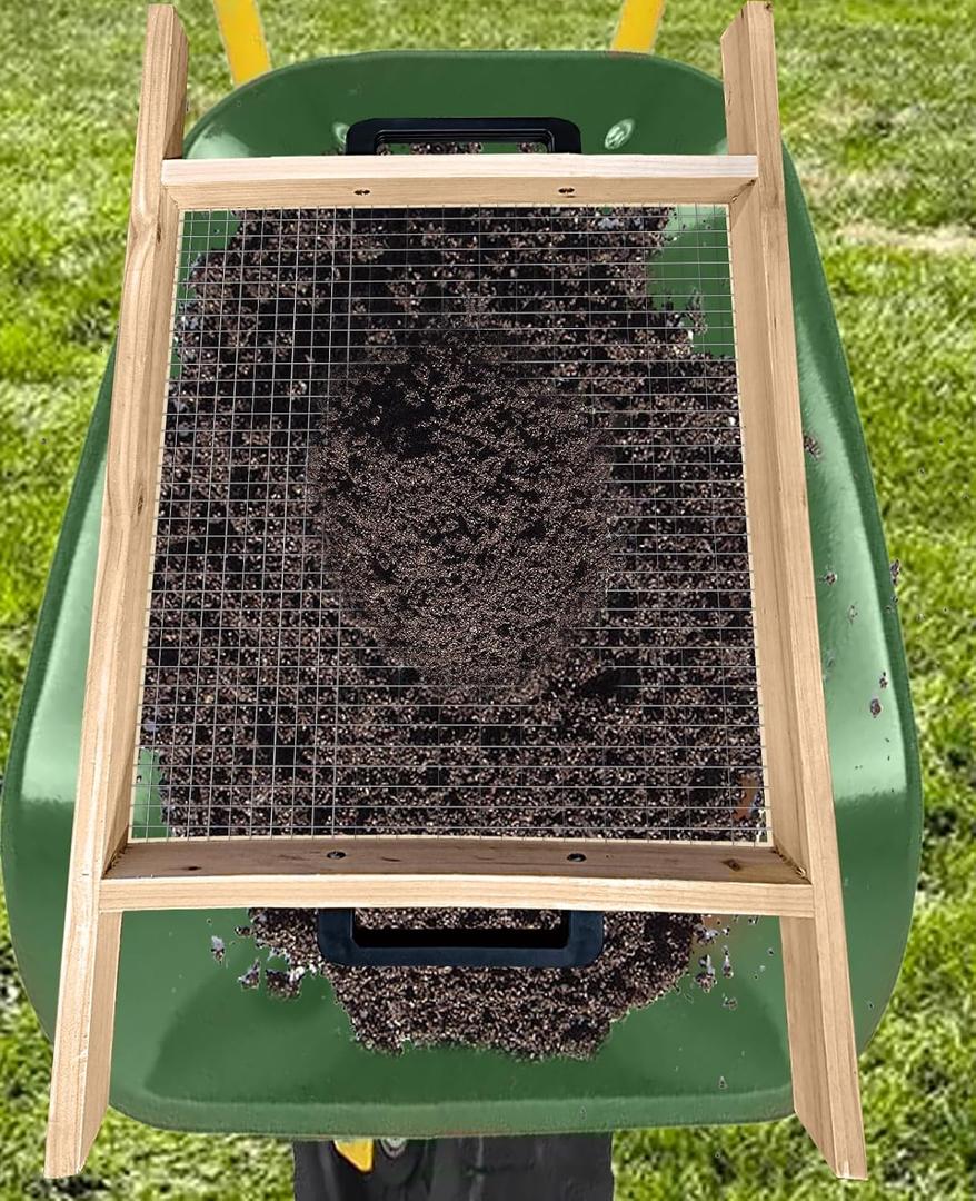 Large Soil Sifter, Dirt Sifter for Gardening, for Use in a Wheelbarrow, Compost Sifter, Garden Sieve for sifting Little Rocks/Top Soil/Peat Moss/Worm/Leaves/Loam Soil/Sand/Gravel (Mesh Screen 1/2")