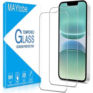 MAYtobe [2-Pack Screen Protector for Apple iPhone 16e Tempered Glass, 9H Hardness, Anti Scratch, Easy to Install (Transparent)
